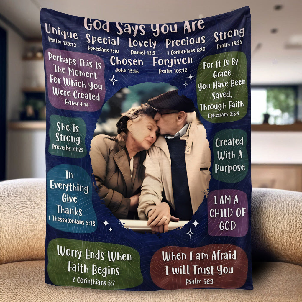 Personalized 'God Says You Are' Photo Blanket - Custom Inspirational Gift for Her