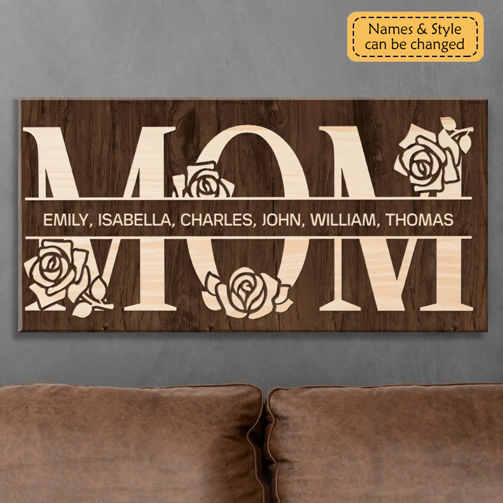 Personalized Mom Canvas Art with Kids' Names - Heartfelt Mother's Day Gift