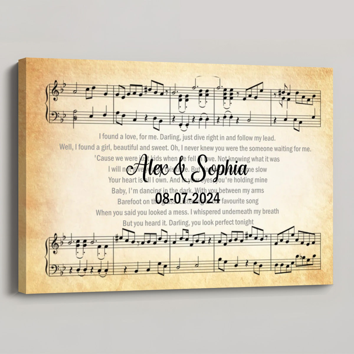 Personalized Song Lyrics Canvas: Custom Couple's Wall Art w/ Names & Date