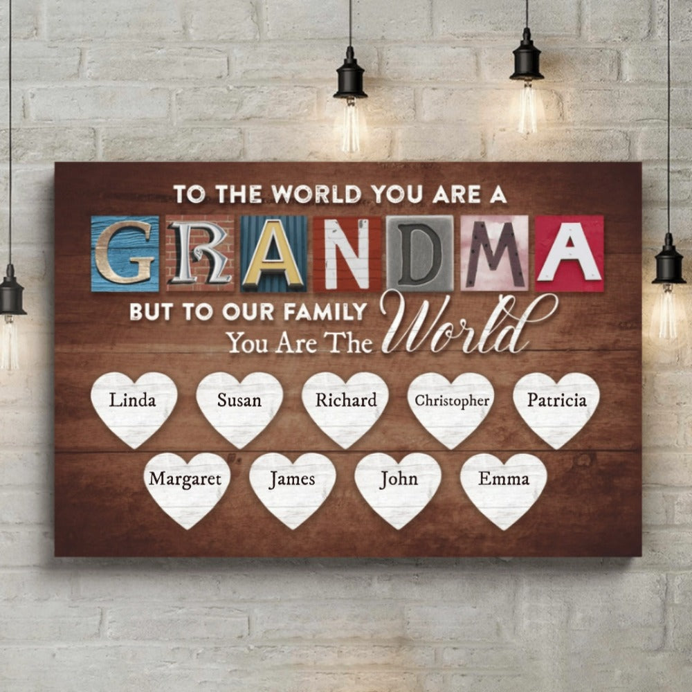 Custom "You Are The World" Canvas for Mother | Personalized Family Names