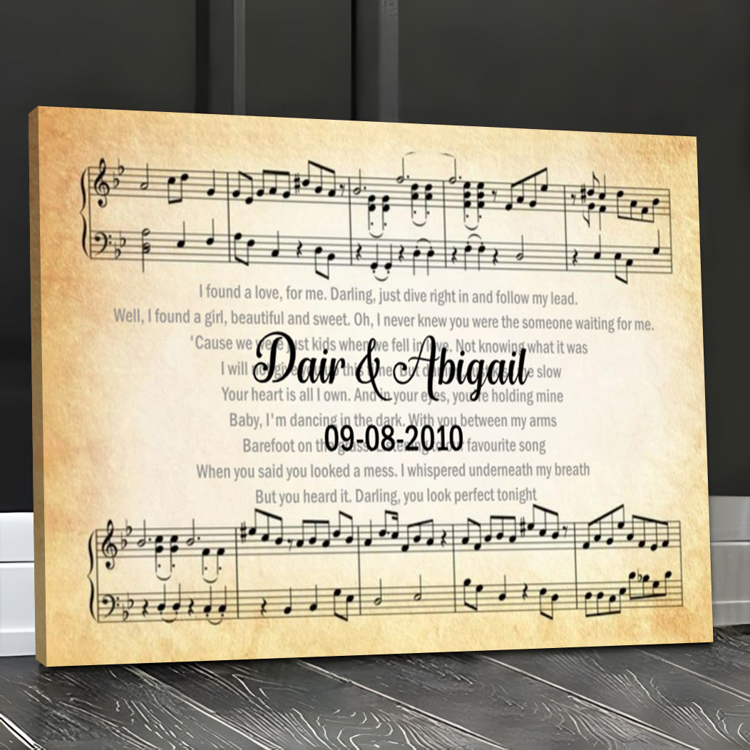 Personalized Song Lyrics Canvas: Custom Couple's Wall Art w/ Names & Date