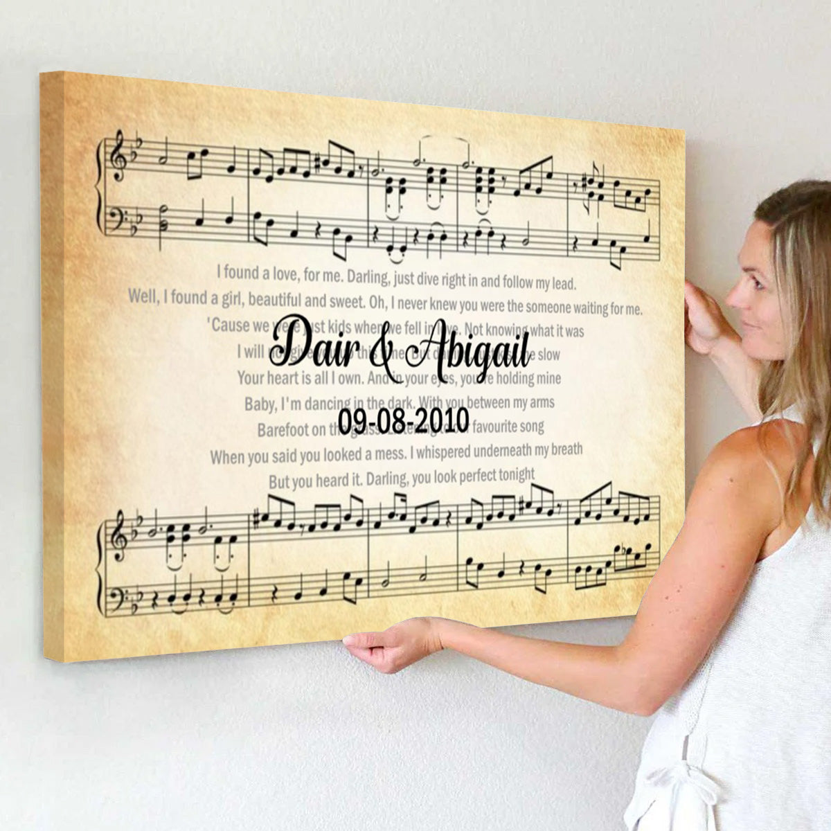 Personalized Song Lyrics Canvas: Custom Couple's Wall Art w/ Names & Date