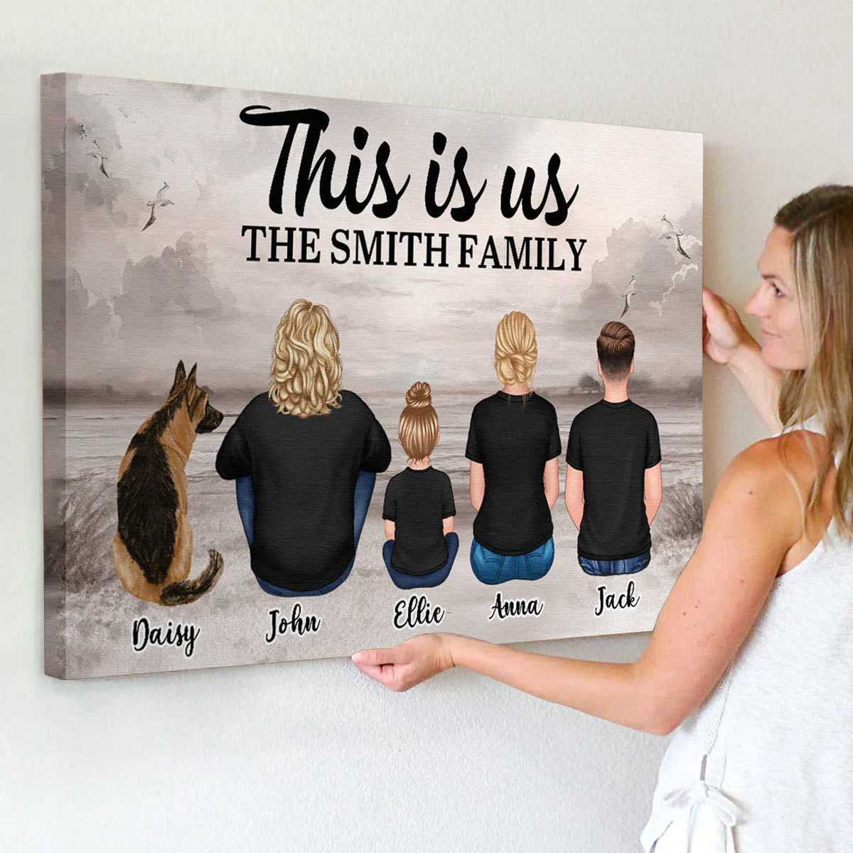 Personalized 'This is Us' Family Seaside Canvas Wall Art - Custom Gift