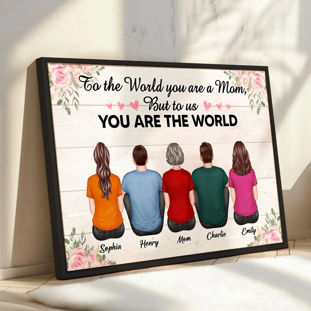 Personalized Family Canvas Gift for Mom: 'You Are The World'