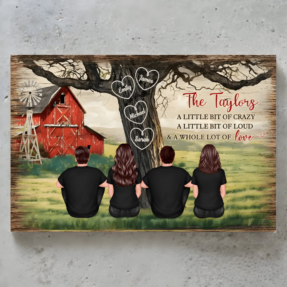 Personalized Family Tree Canvas: 'Crazy, Loud & Love' Wall Art Gift