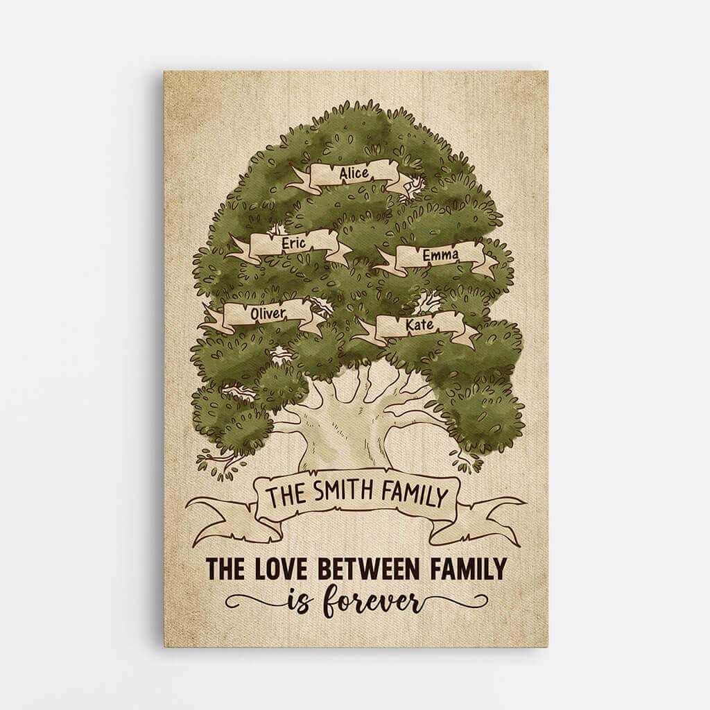 Personalized Family Tree Canvas: 'Love Between Family is Forever' Custom Art