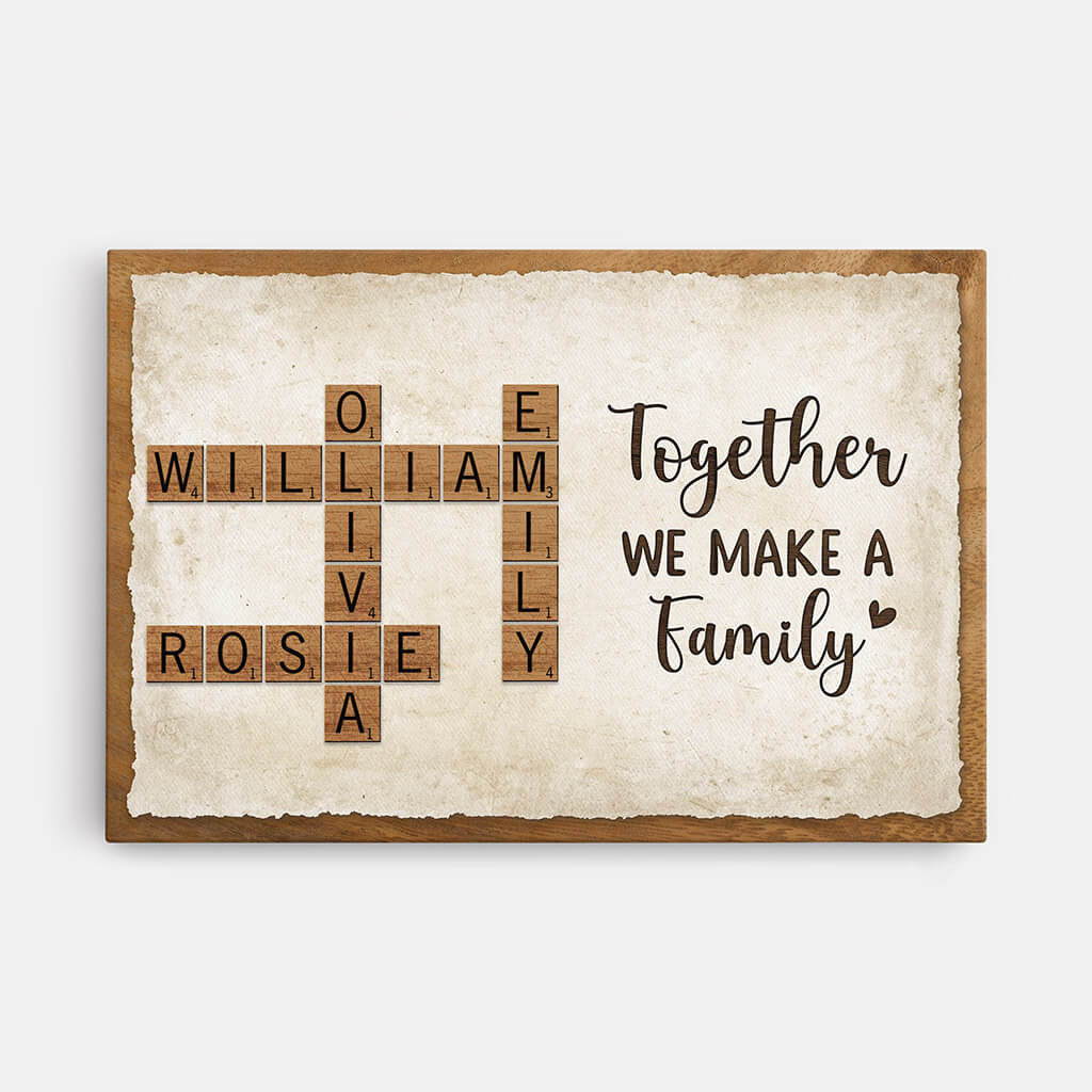 Personalized Family Names Crossword Canvas: "Love is Forever" Wall Art