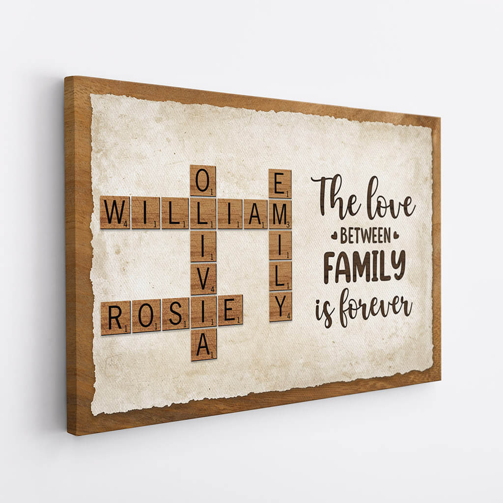 Personalized Family Names Crossword Canvas: "Love is Forever" Wall Art