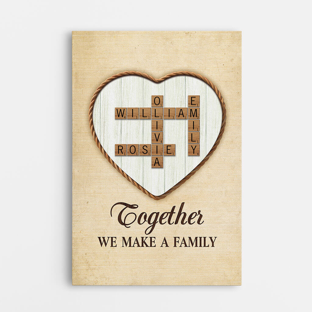 Personalized 'Together We Make A Family' Family Names Canvas Gift