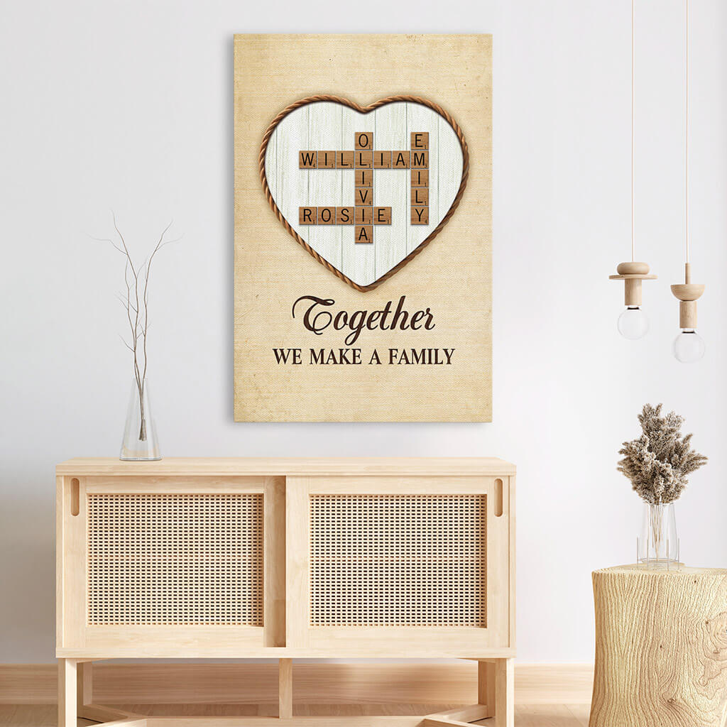 Personalized 'Together We Make A Family' Family Names Canvas Gift