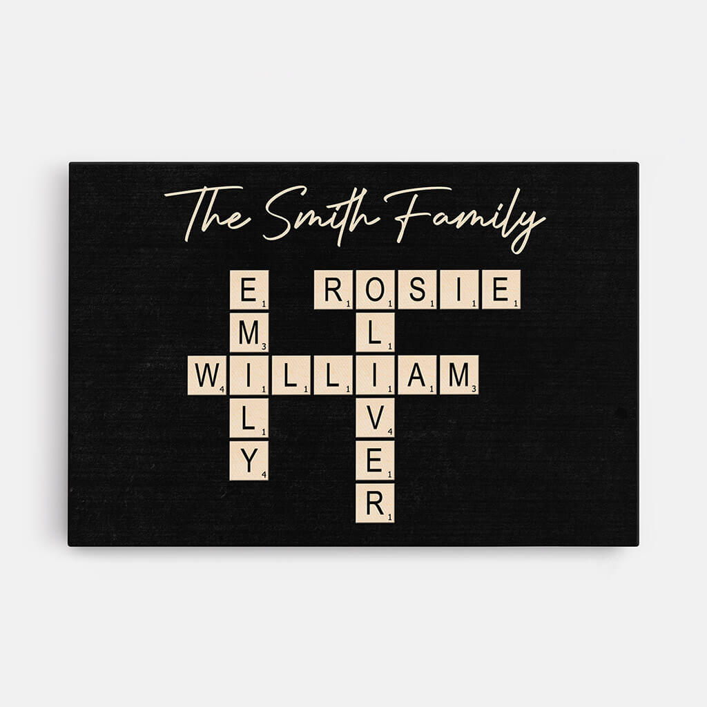 Custom Family Name Crossword Canvas – A Timeless Keepsake for Home