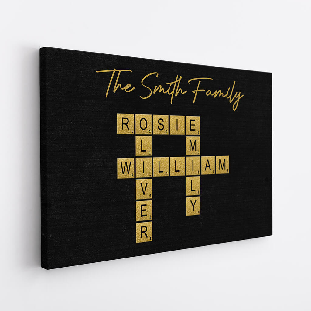 Custom Family Name Crossword Canvas – A Timeless Keepsake for Home