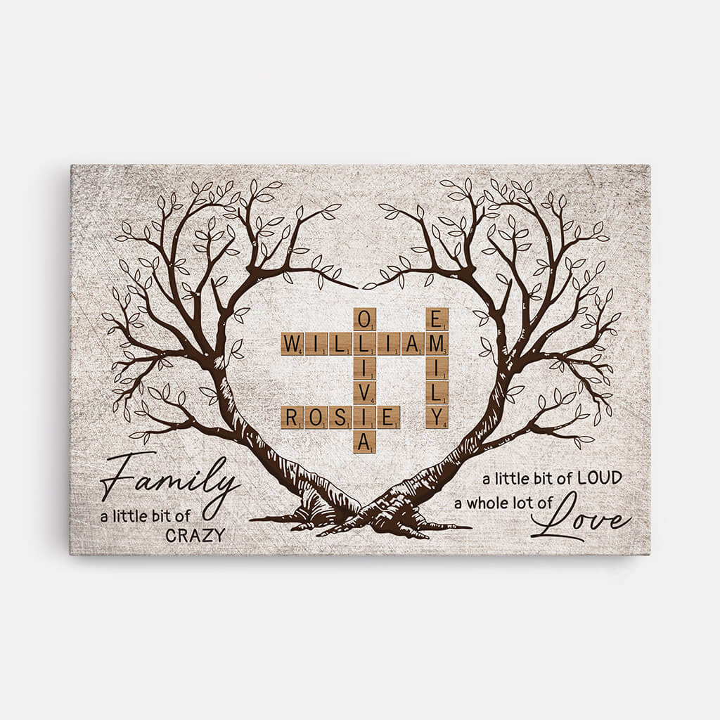 Custom Family Canvas Wall Art: 'A Little Bit of Crazy, A Whole Lot of Love'