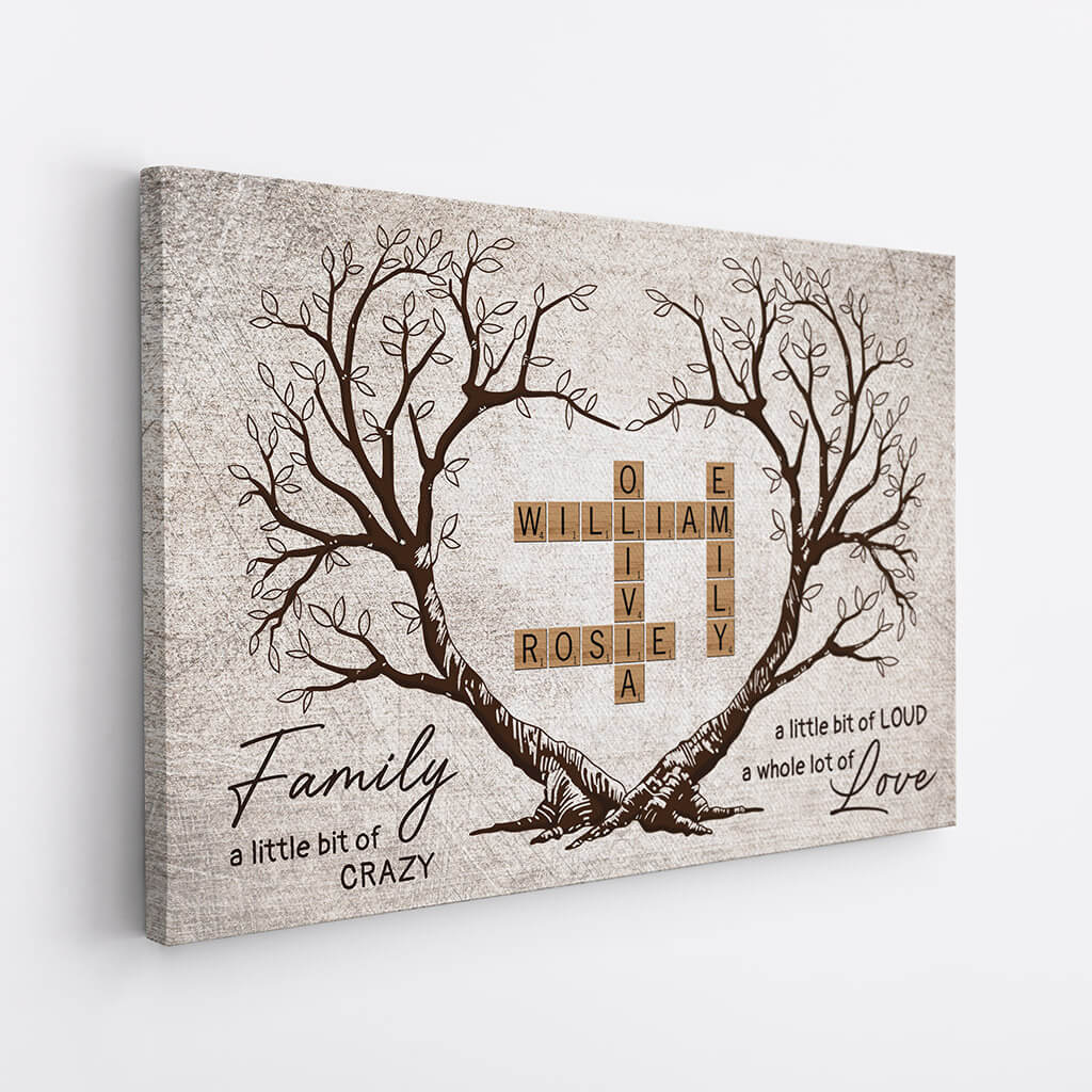 Custom Family Canvas Wall Art: 'A Little Bit of Crazy, A Whole Lot of Love'