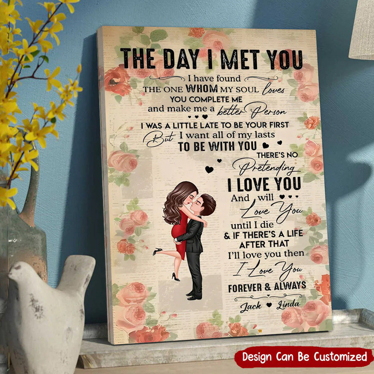 Personalized 'The Day I Met You' Canvas Art | Romantic Couples Keepsake