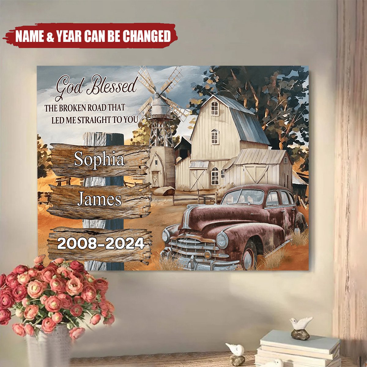 Personalized "Broken Road" Canvas for Couples - Custom Anniversary Wall Art