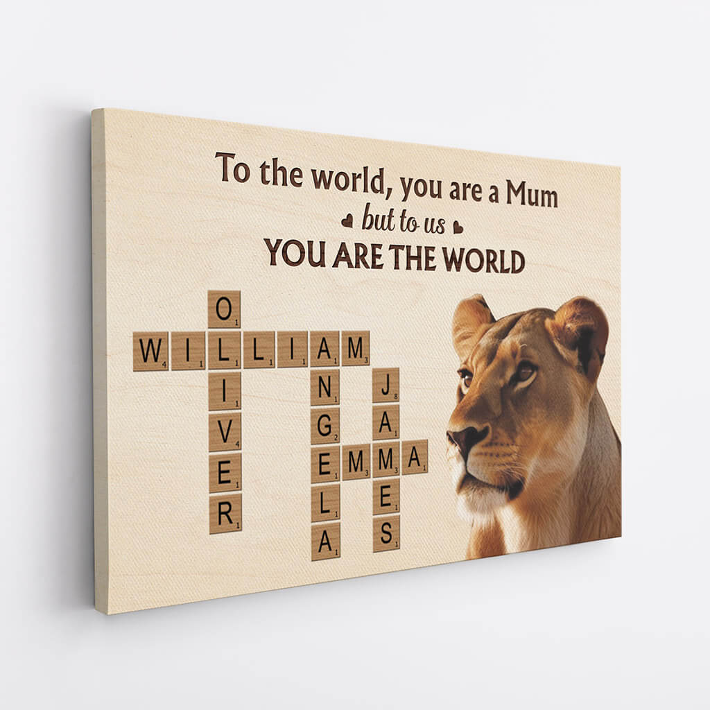 Heartfelt Personalized Scrabble Canvas for Mom: 'You Are The World'