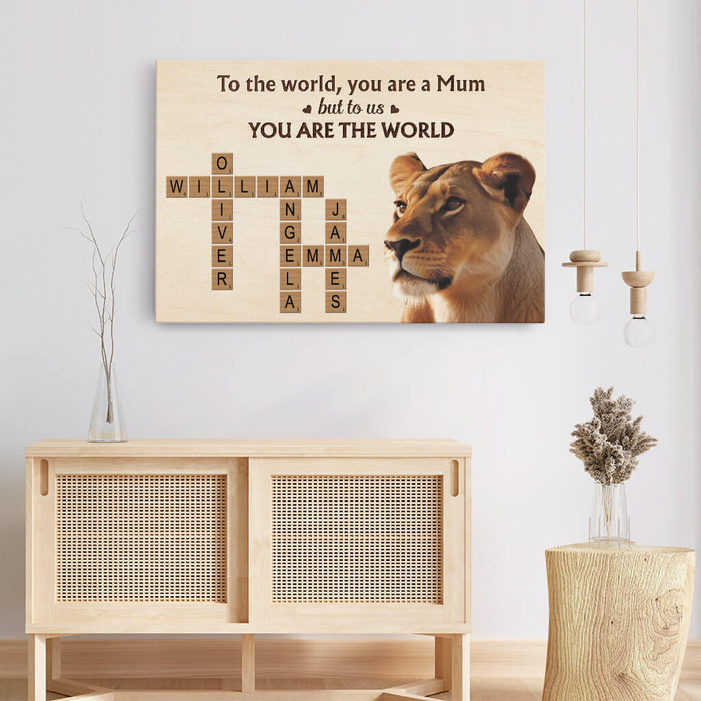 Personalized Scrabble Names Canvas Art for Mom & Dad - 'You Are The World' Gift