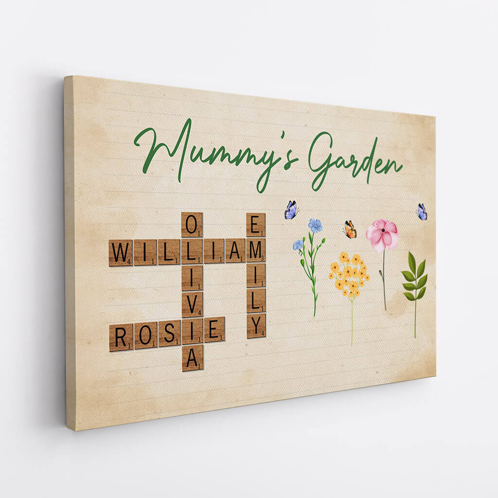 Personalized 'My Garden' Crossword Canvas for Mom & Grandma