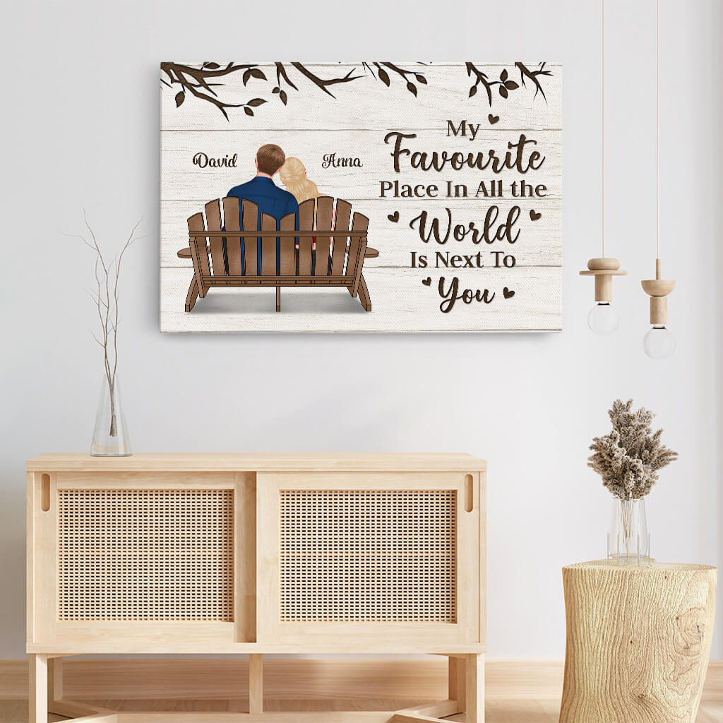 Customizable Romantic Couple Canvas: 'My Favorite Place Is Next To You'