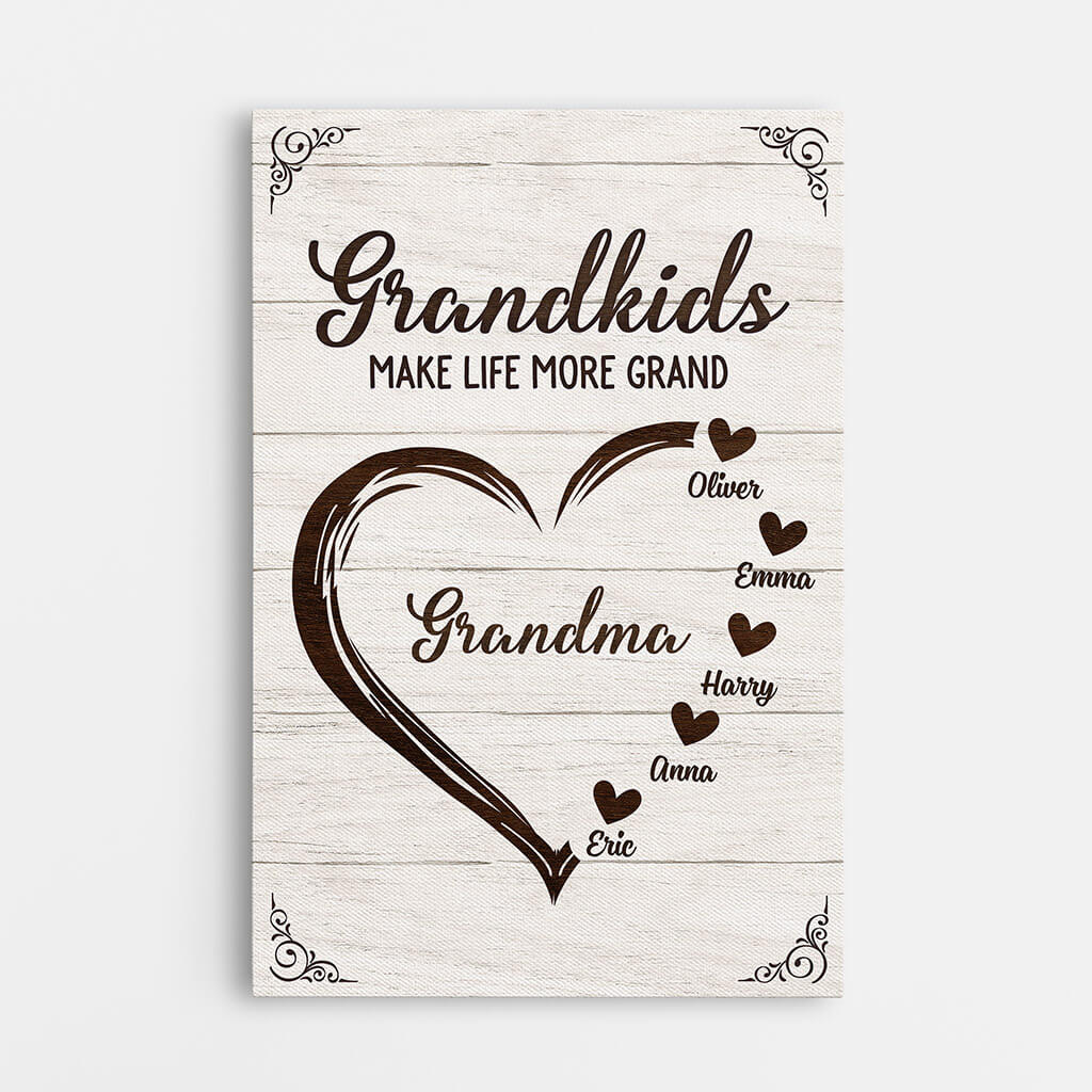 Personalized Grandkids Make Life More Grand Canvas for Grandparents
