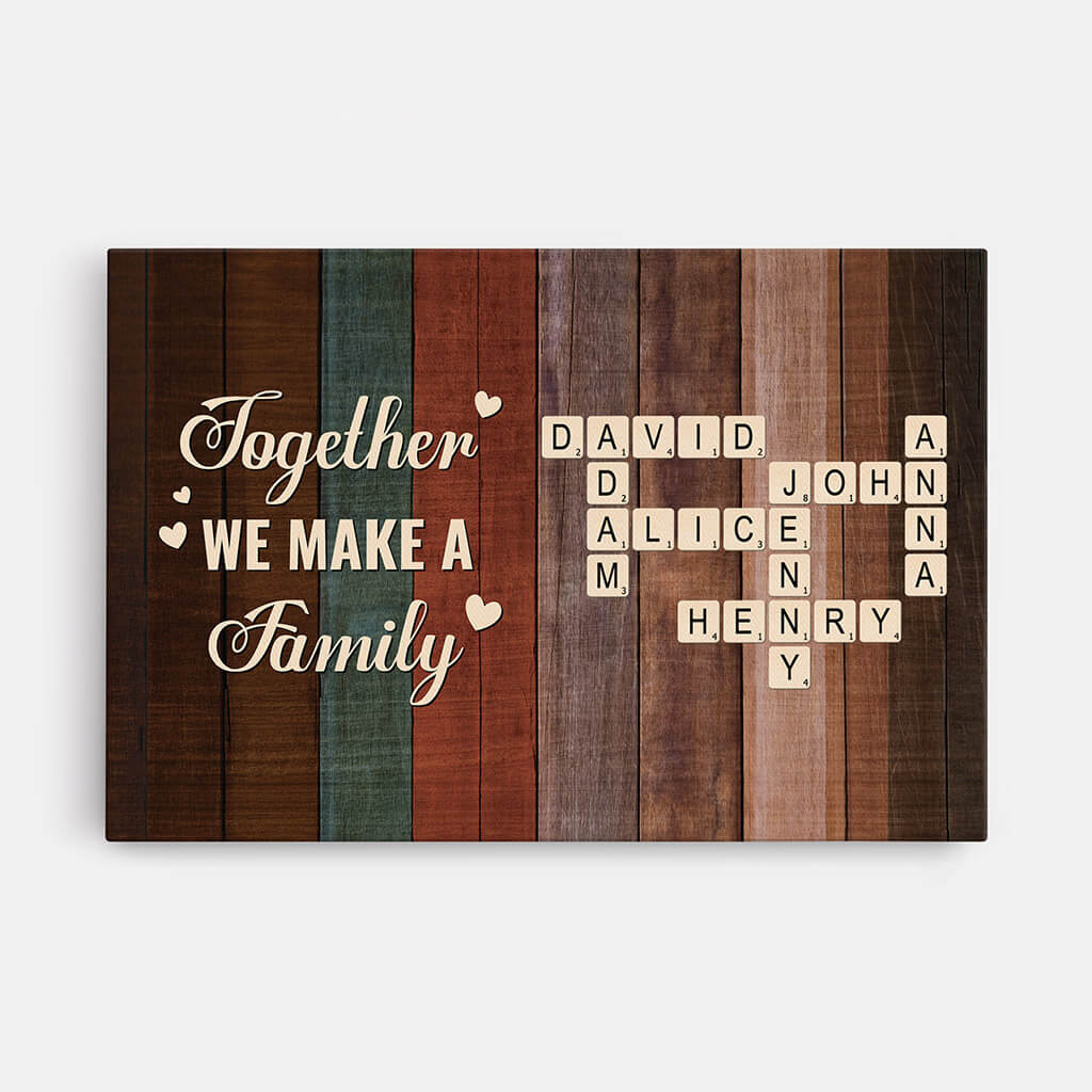 Personalized "Together We Make A Family" Scrabble Tile Canvas Wall Art
