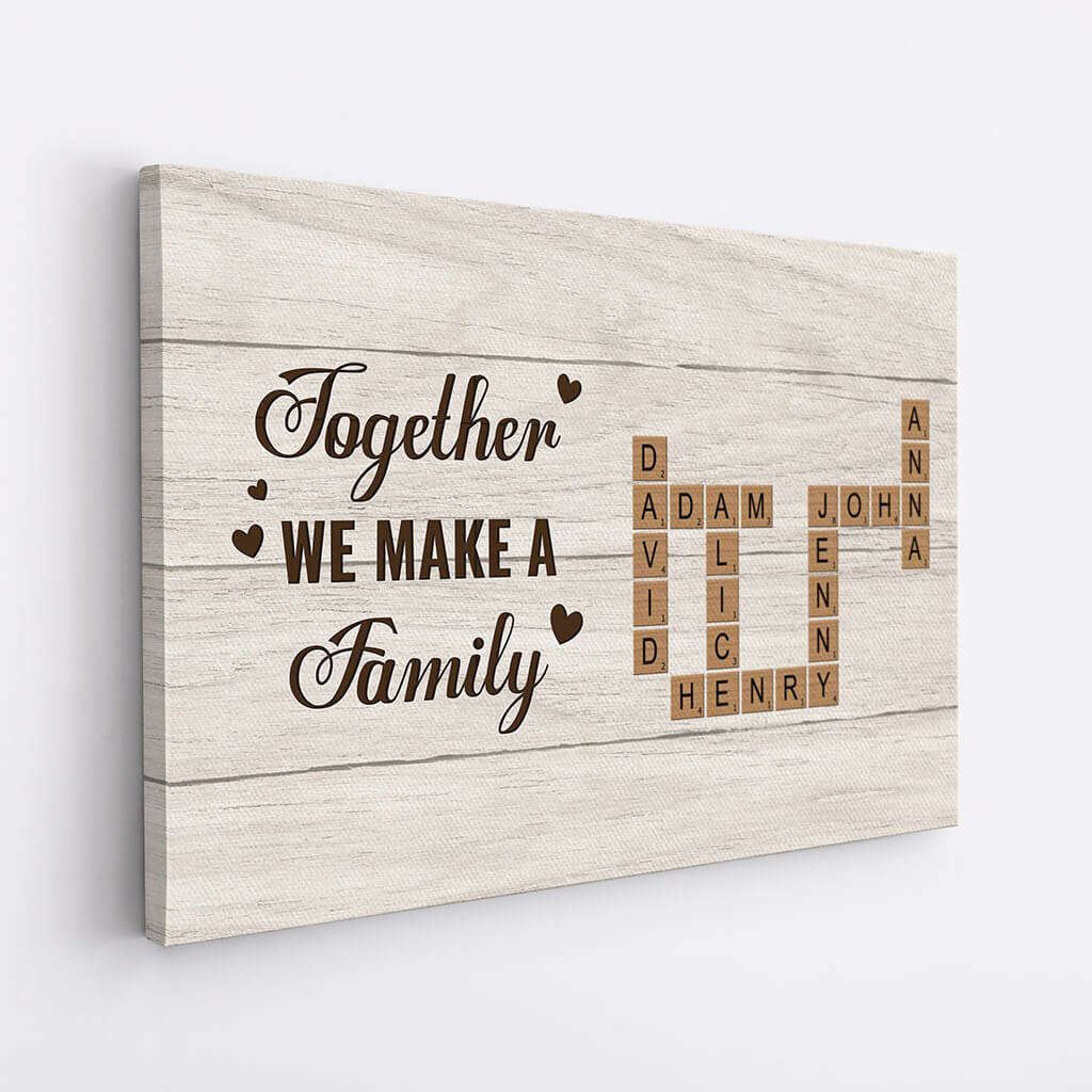 Personalized "Together We Make A Family" Scrabble Tile Canvas Wall Art