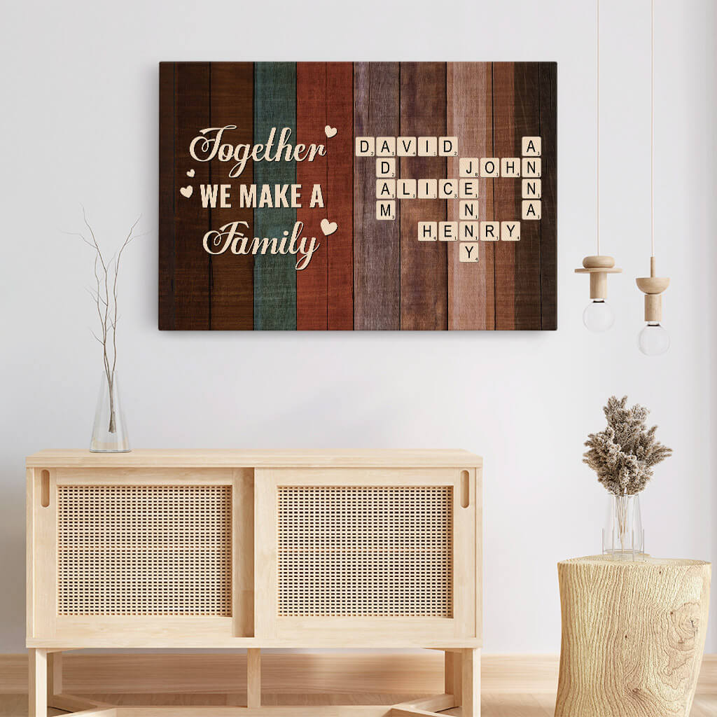 Personalized "Together We Make A Family" Scrabble Tile Canvas Wall Art