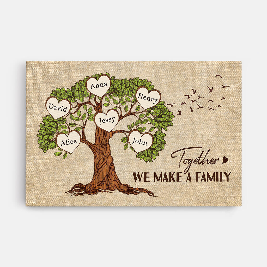 Personalized Family Tree Canvas - 'Together We Make A Family' Wall Art