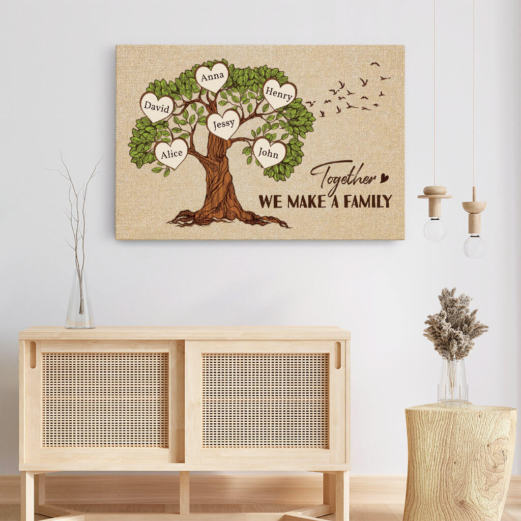Personalized Family Tree Canvas - 'Together We Make A Family' Wall Art