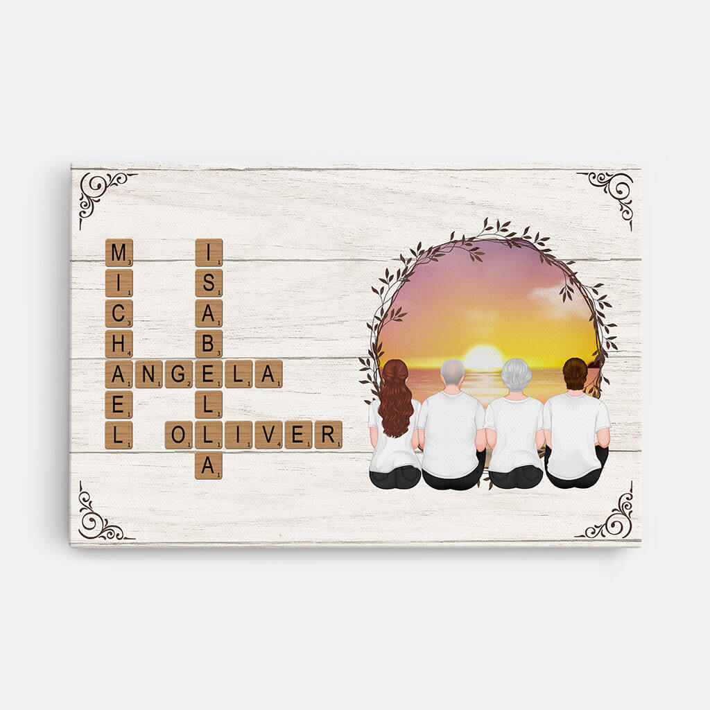 Personalized Family Crossword Canvas Art | Unique Custom Home Decor Gift