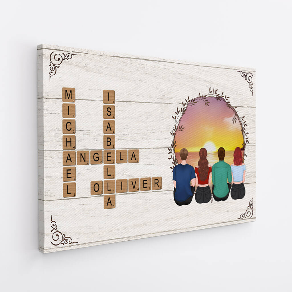 Personalized Family Crossword Canvas Art | Unique Custom Home Decor Gift