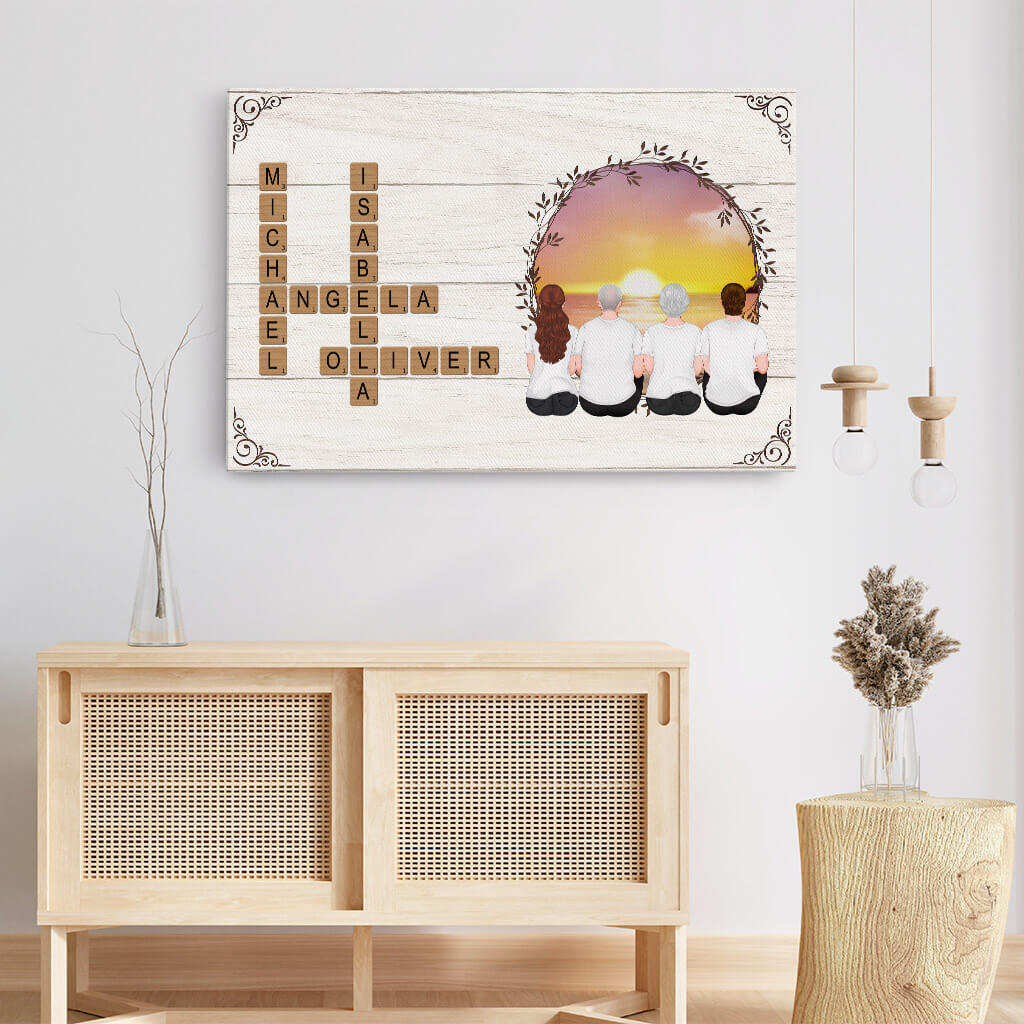 Personalized Family Crossword Canvas Art | Unique Custom Home Decor Gift