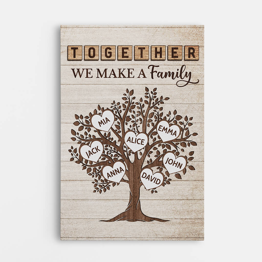 Personalized Family Canvas Art: 'Together We Make A Family' Custom Gift