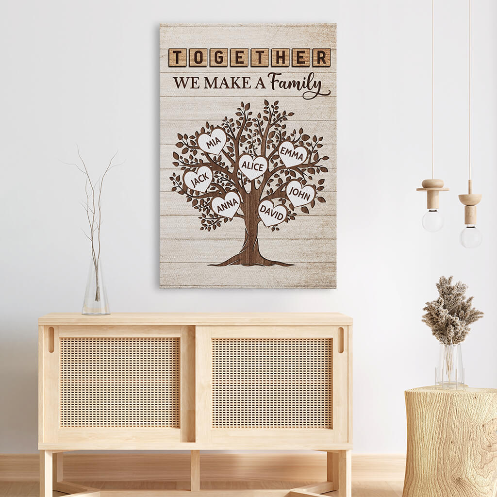 Personalized Family Canvas Art: 'Together We Make A Family' Custom Gift