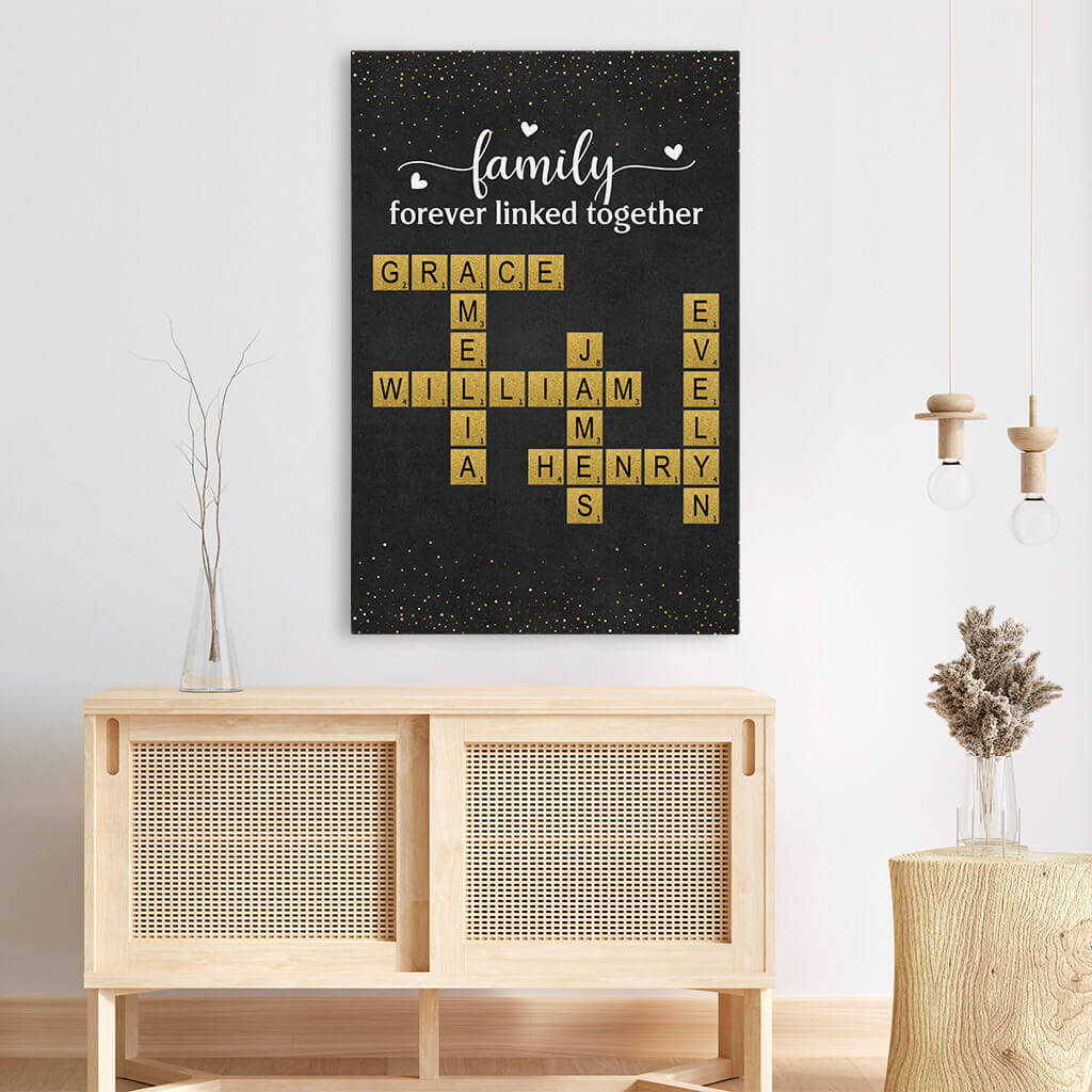 Personalized Family Forever Linked Together' Scrabble Wall Art Canvas / Poster