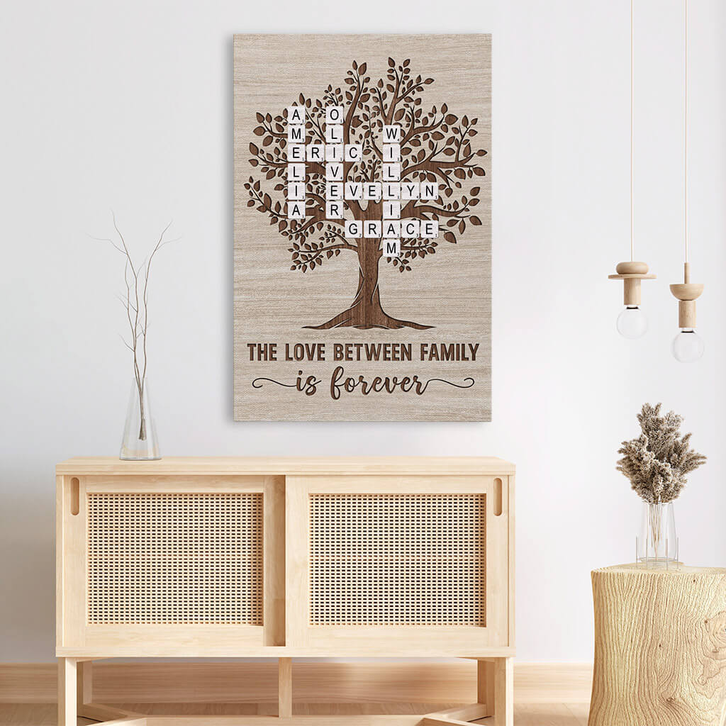 Personalized Family Tree Canvas Art | 'The Love Between Family is Forever'
