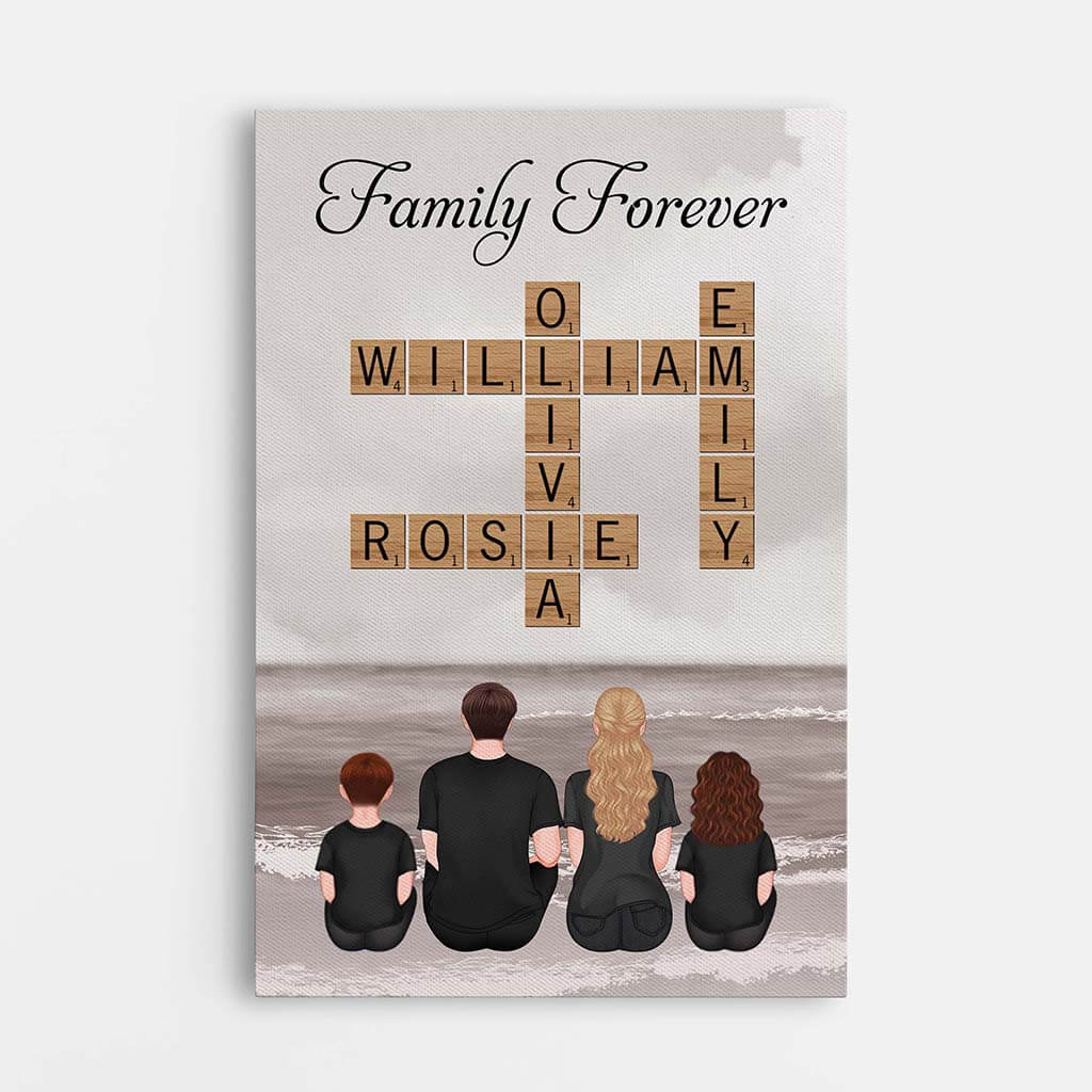 Personalized Scrabble Family Forever Custom Name Canvas Wall Art