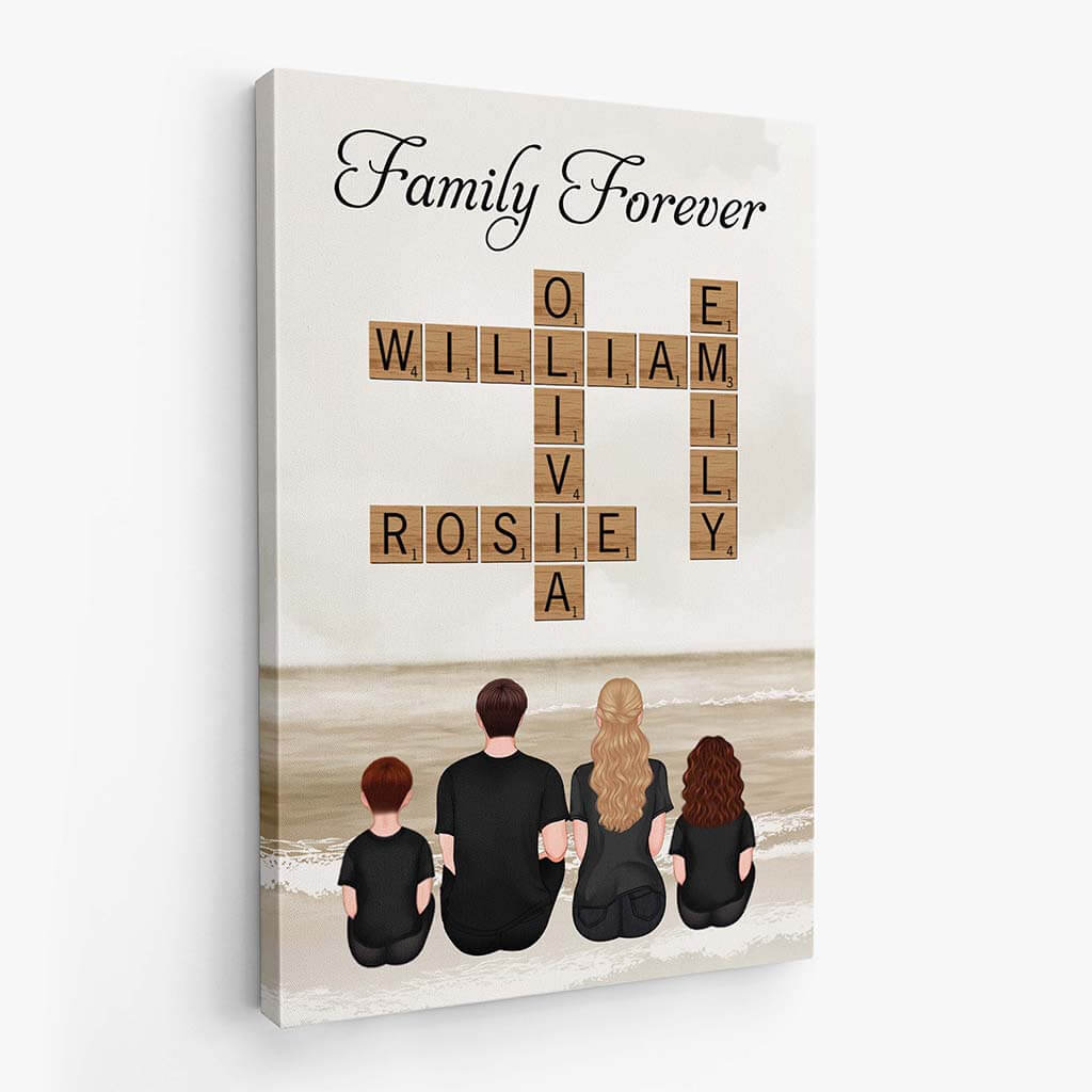 Personalized Scrabble Family Forever Custom Name Canvas Wall Art