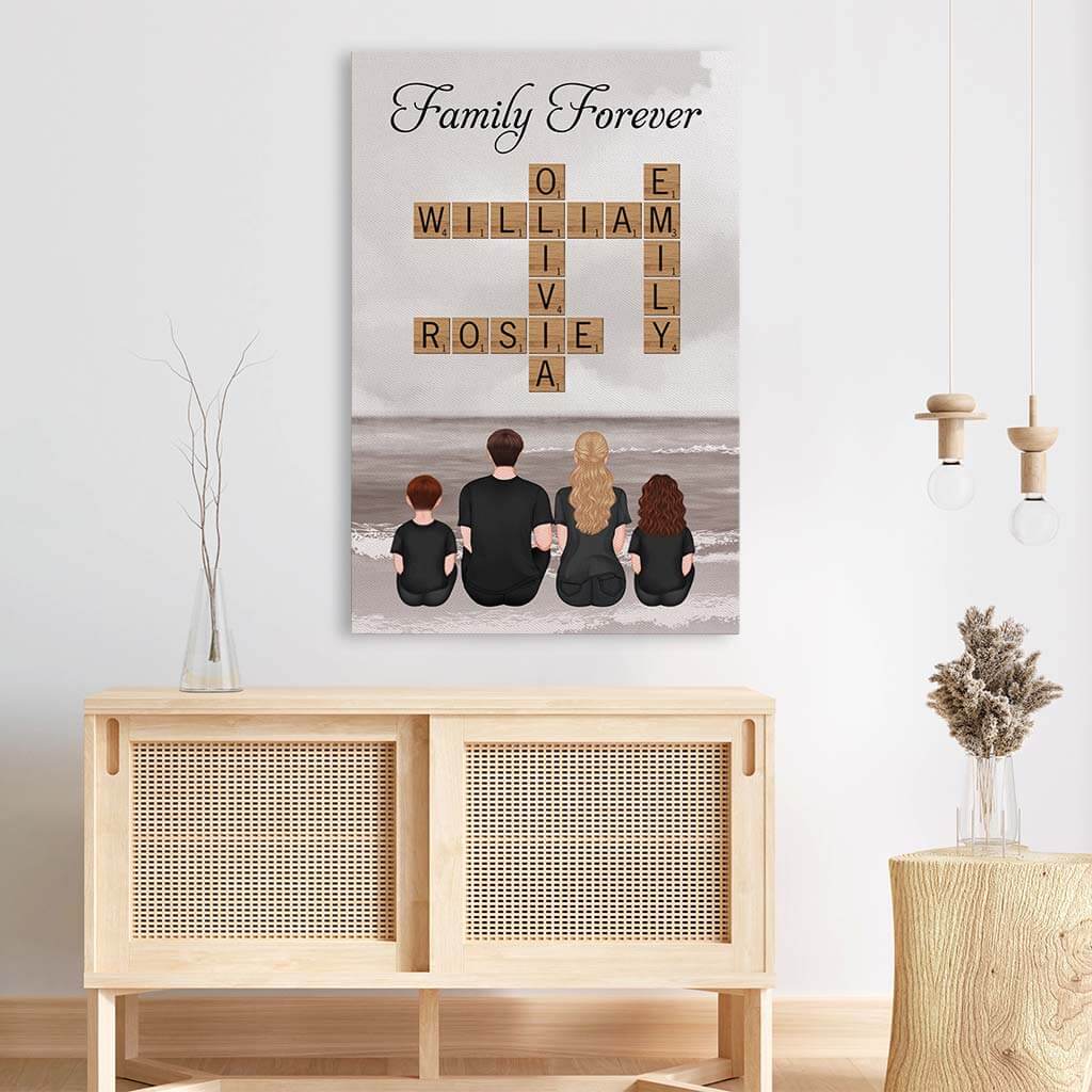 Personalized Scrabble Family Forever Custom Name Canvas Wall Art