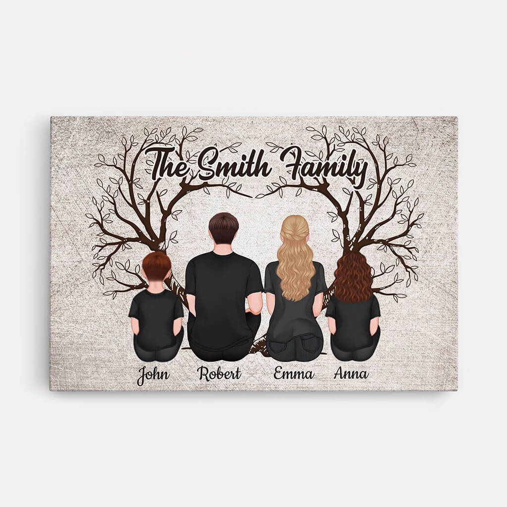 Personalized Family Heart Tree Canvas Art with Custom Names