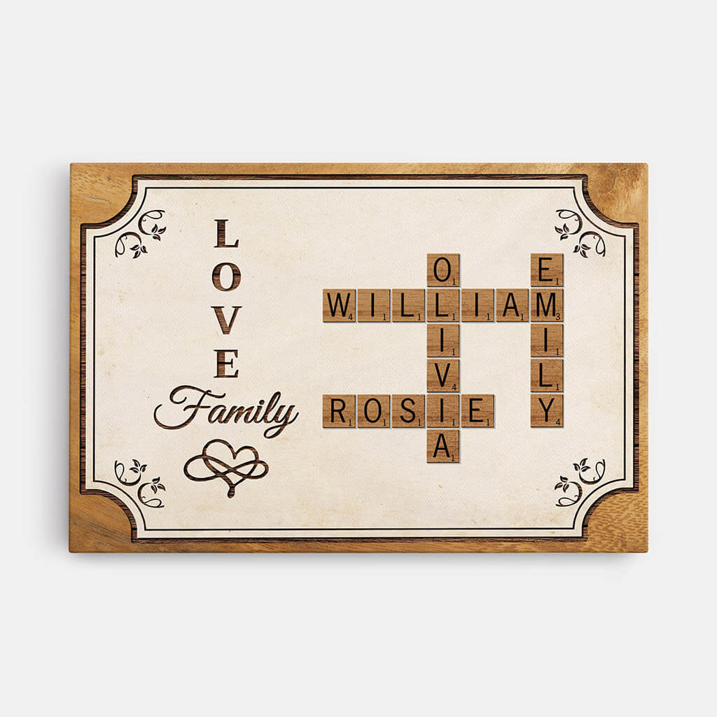 Personalized 'LOVE Family' Name Art Canvas – Custom Gift for Grandparents