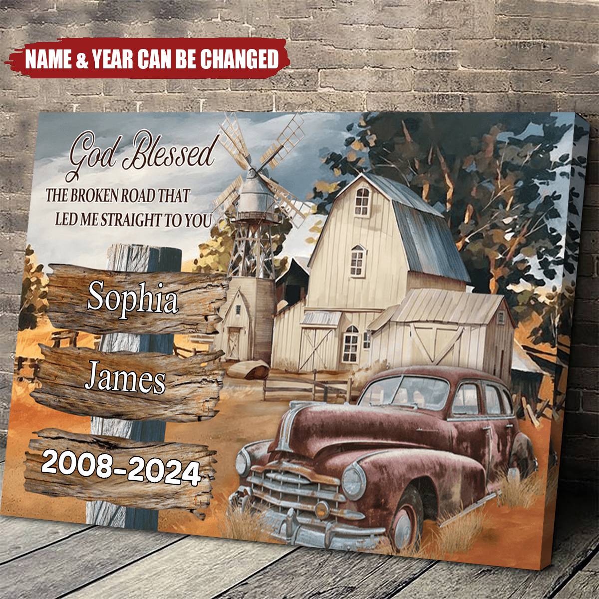 Personalized "Broken Road" Canvas for Couples - Custom Anniversary Wall Art