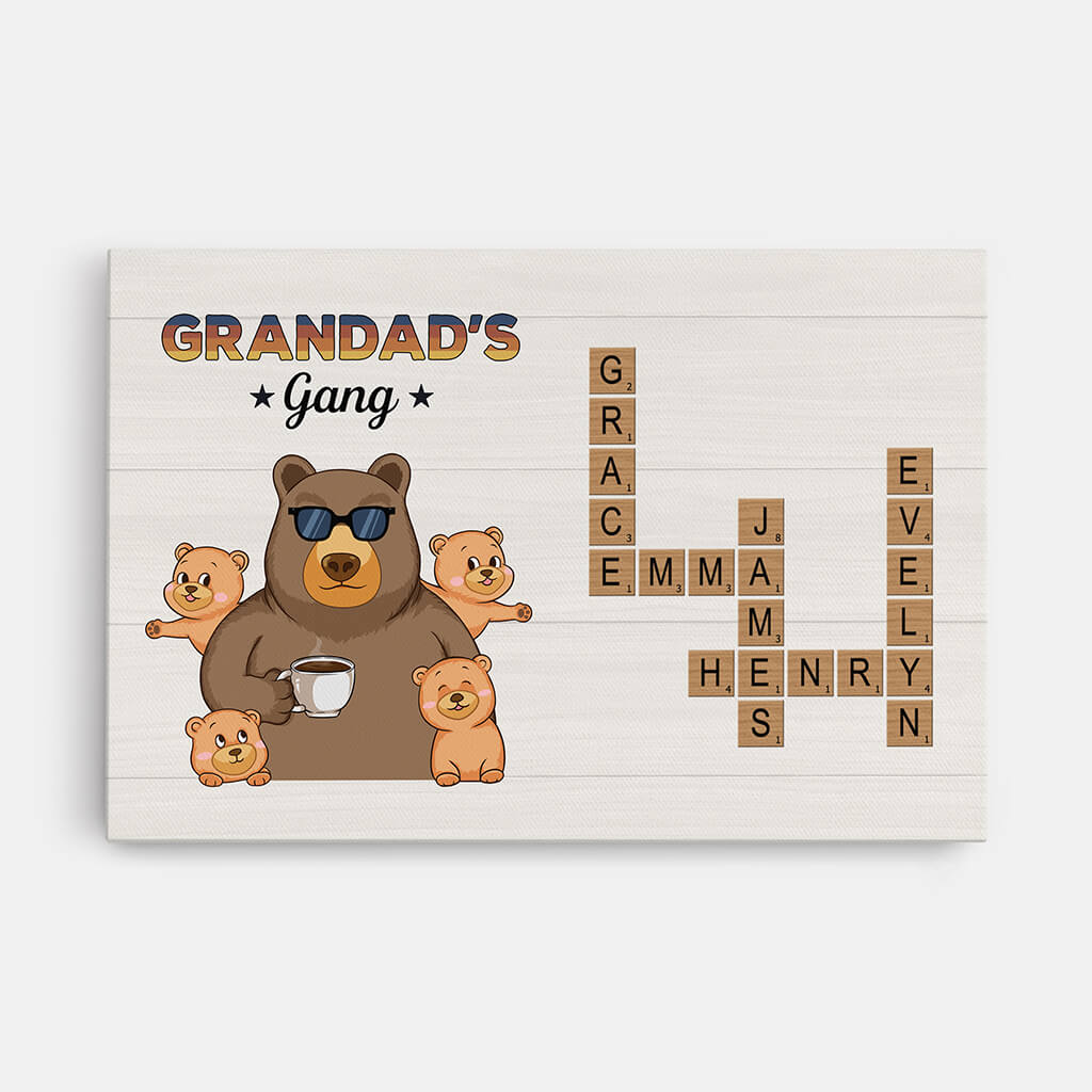 Custom 'Grandma/Mom/Dad's Gang' Bear Canvas - Personalized Family Gift