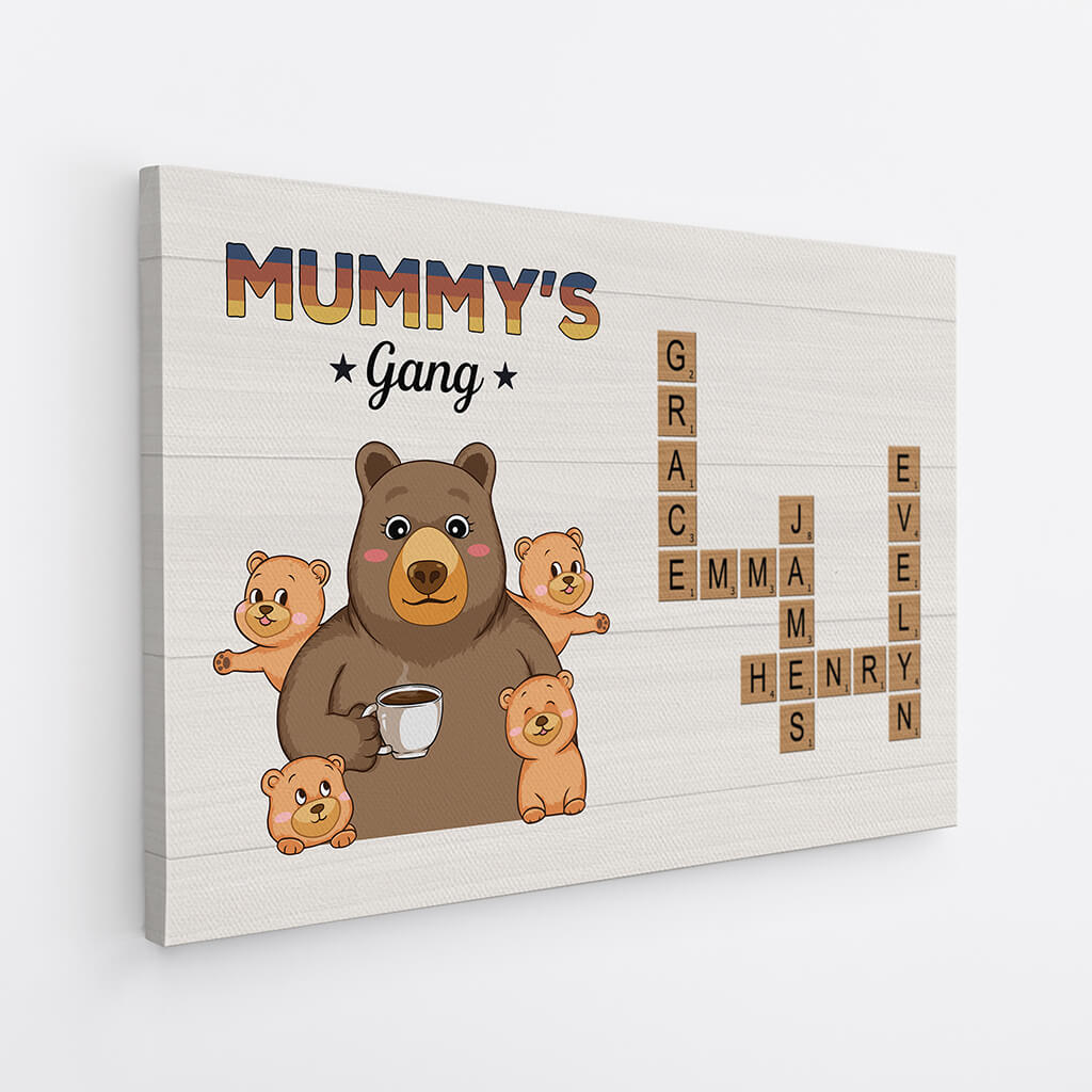 Custom 'Grandma/Mom/Dad's Gang' Bear Canvas - Personalized Family Gift