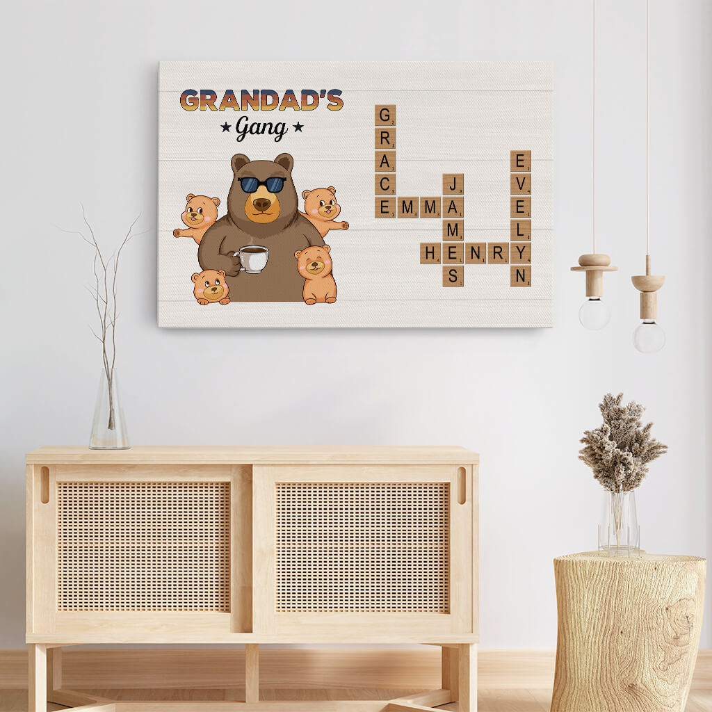 Custom 'Grandma/Mom/Dad's Gang' Bear Canvas - Personalized Family Gift