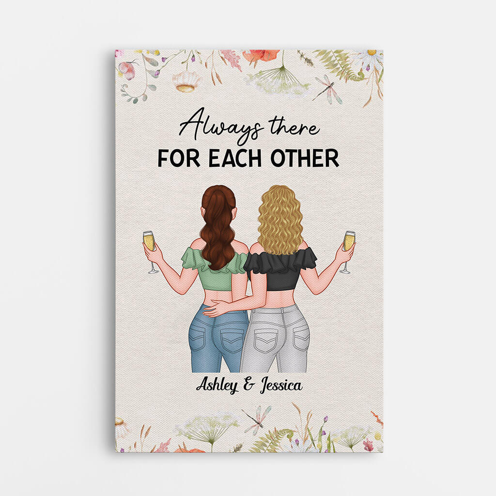 Heartfelt Personalized Canvas for Best Friends: 'Always There For Each Other'