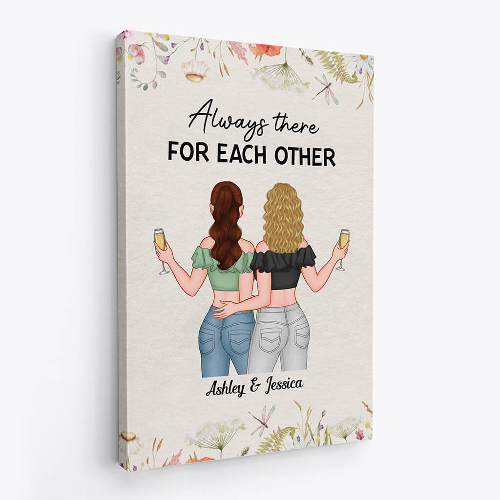 Heartfelt Personalized Canvas for Best Friends: 'Always There For Each Other'
