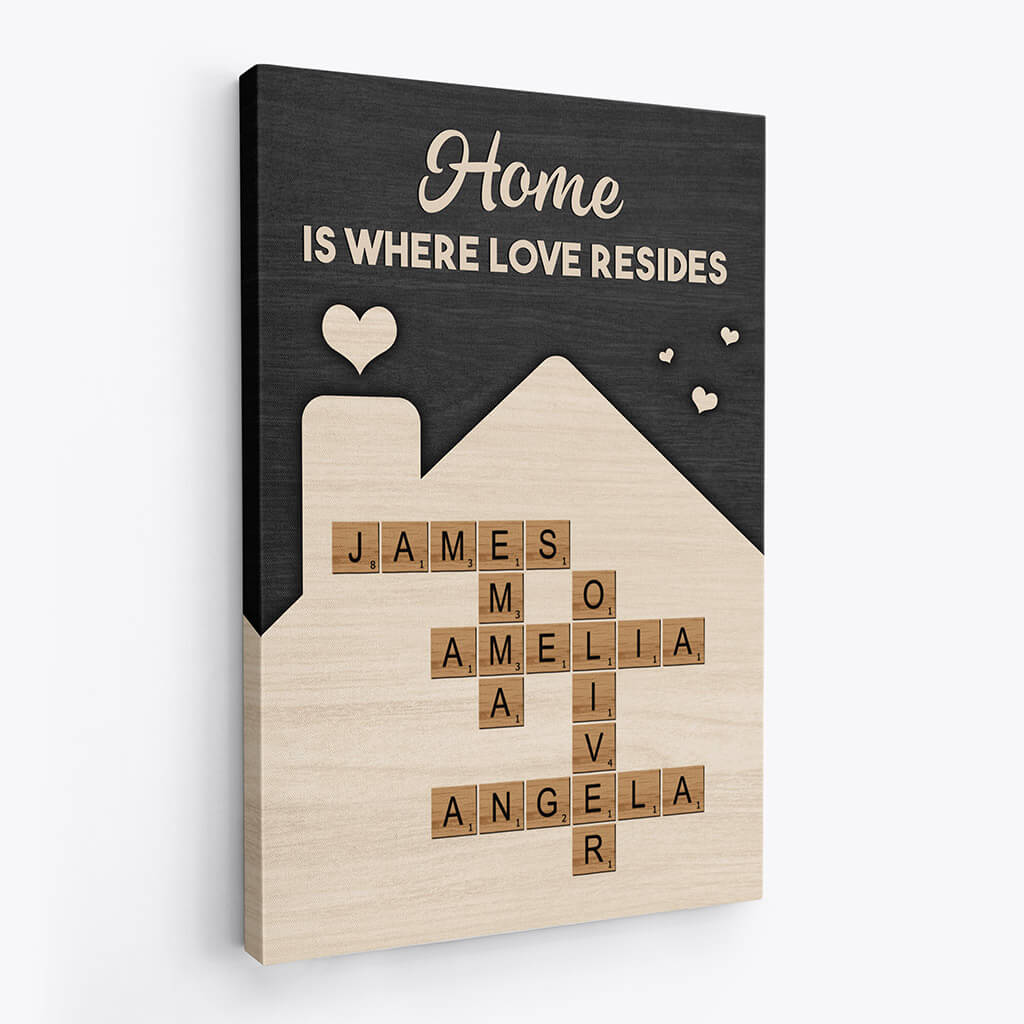 Heartfelt Personalized Family Canvas: "Home Is Where Love Resides" Wall Art