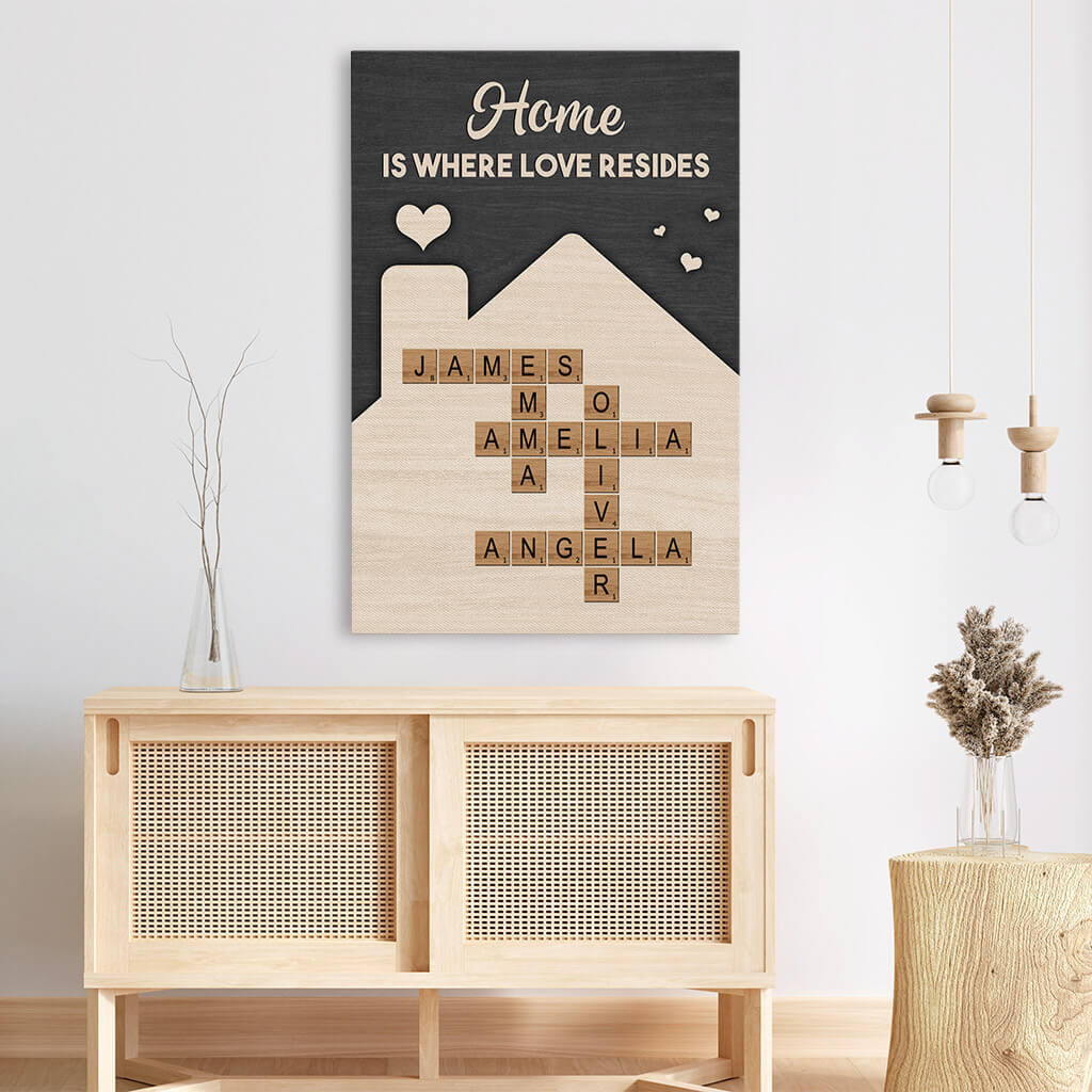 Heartfelt Personalized Family Canvas: "Home Is Where Love Resides" Wall Art